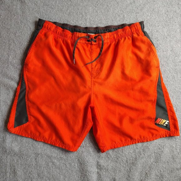 Vintage Nike Swim Shorts Size XL Orange Center Swoosh Lined - Picture 2 of 16
